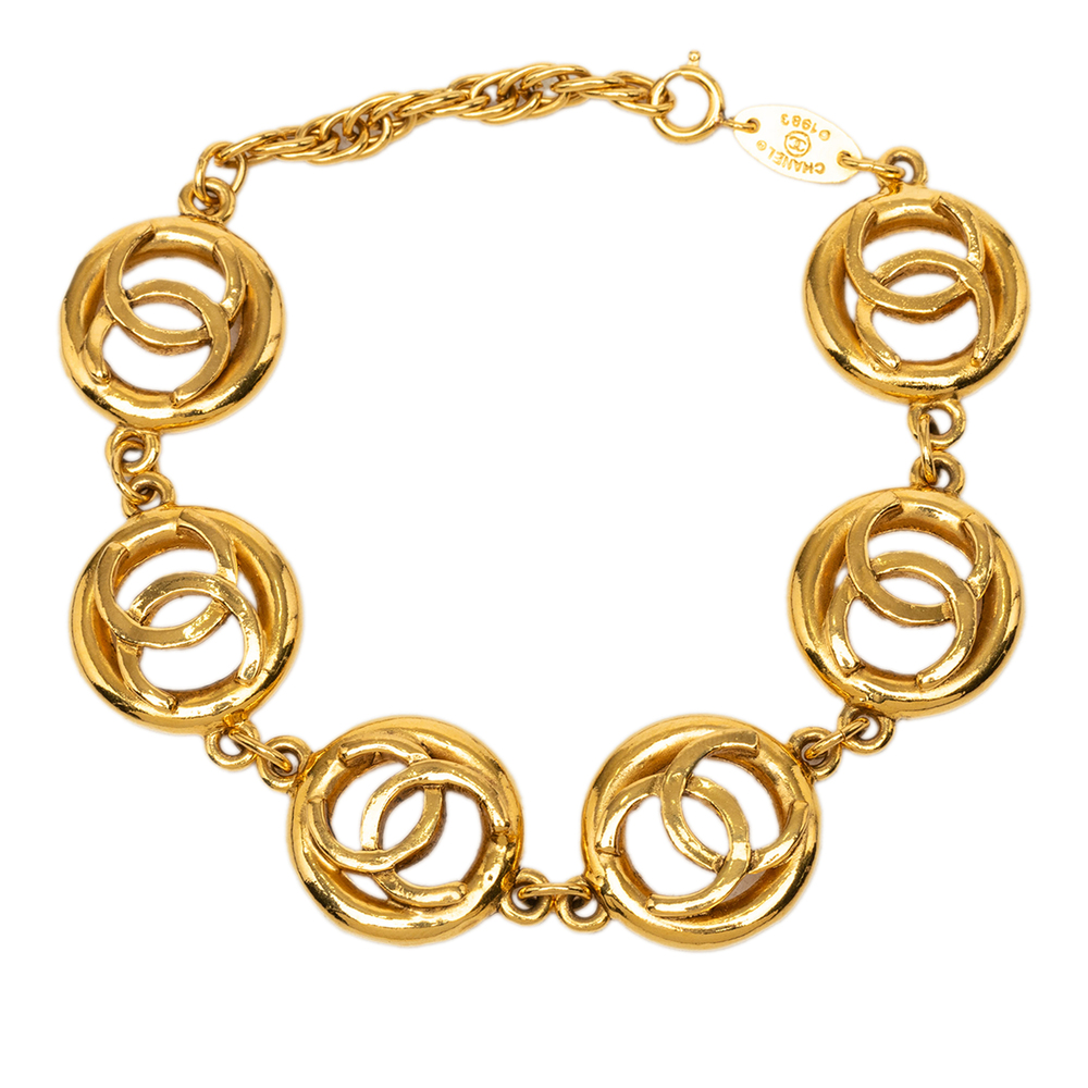 Pre-Loved Chanel CC Gold Plated Charm Link Bracelet